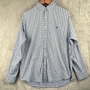 Ralph Lauren White and Navy Plaid Button-Down Shirt